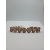 7.39 10kt Rose Gold Heart Link Baguette Bracelet